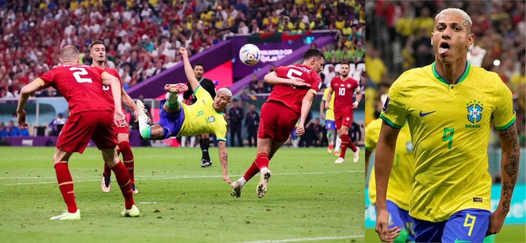 理查利森完美側身倒掛金鉤打進2球