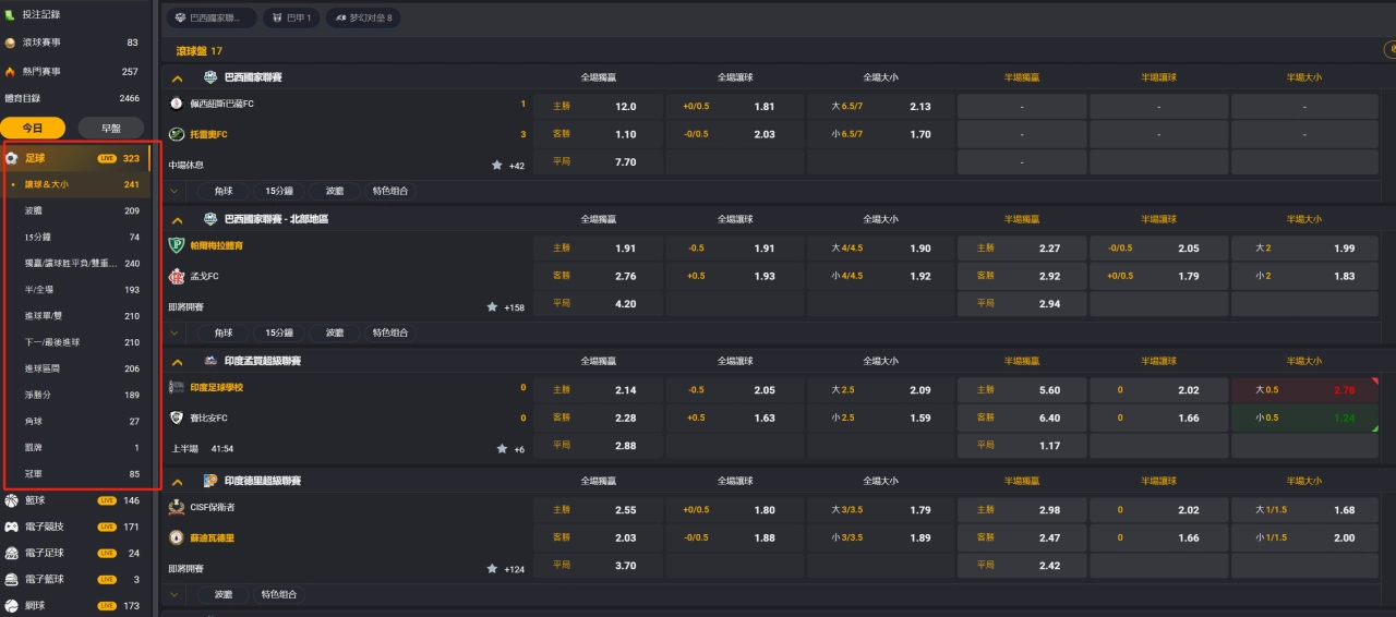 運彩足球玩法--線上投注平台介面