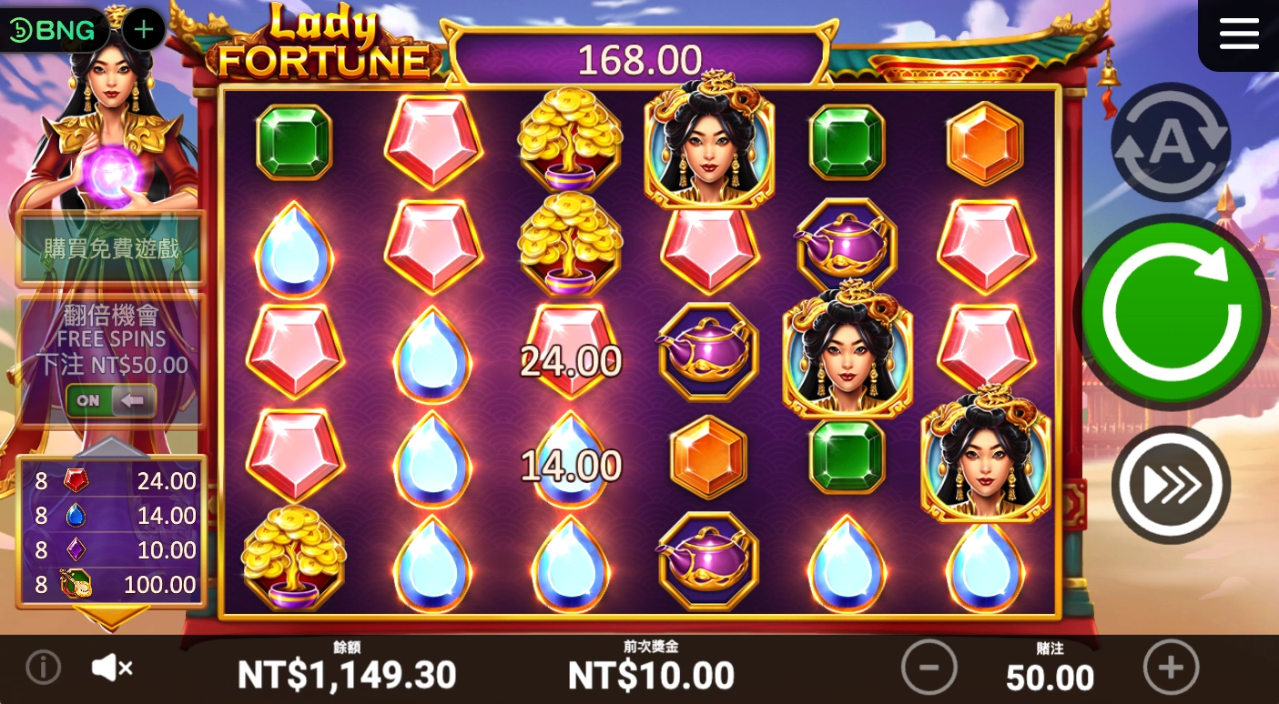 BNG電子老虎機天宮聖女中獎畫面